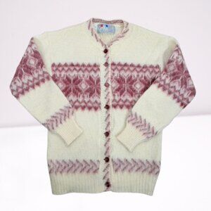 Ge-Ka Icelandic Pure New Wool Norway Cardigan Size L Made in Great Britain